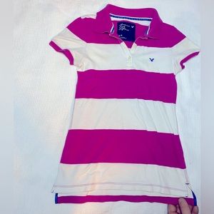 Pink/White American Eagle Polo